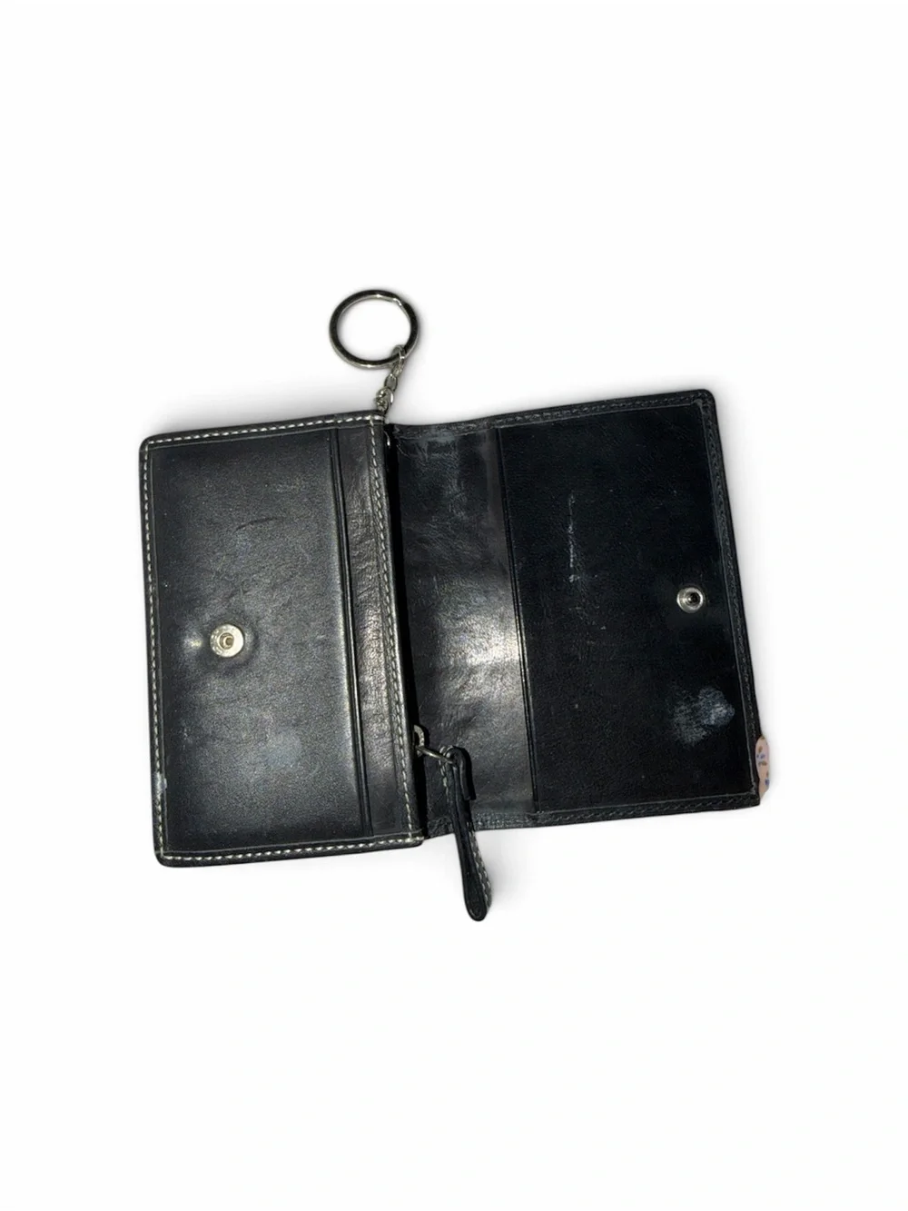 Coach Black Leather Key Card Wallet with Ring